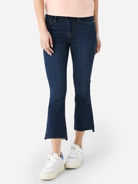 Frame Le Crop Mini Boot Jeans Raw Hem Cropped Flare Dark Wash Size 25